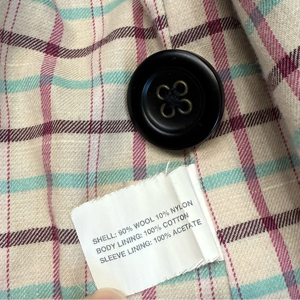 GAP Jacket Black Wool Blend Collared White Stitch Trim Pockets Lined Size Med - Picture 7 of 16